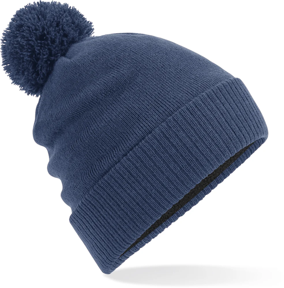 Wasserabweisende Strickmütze mit Pompon