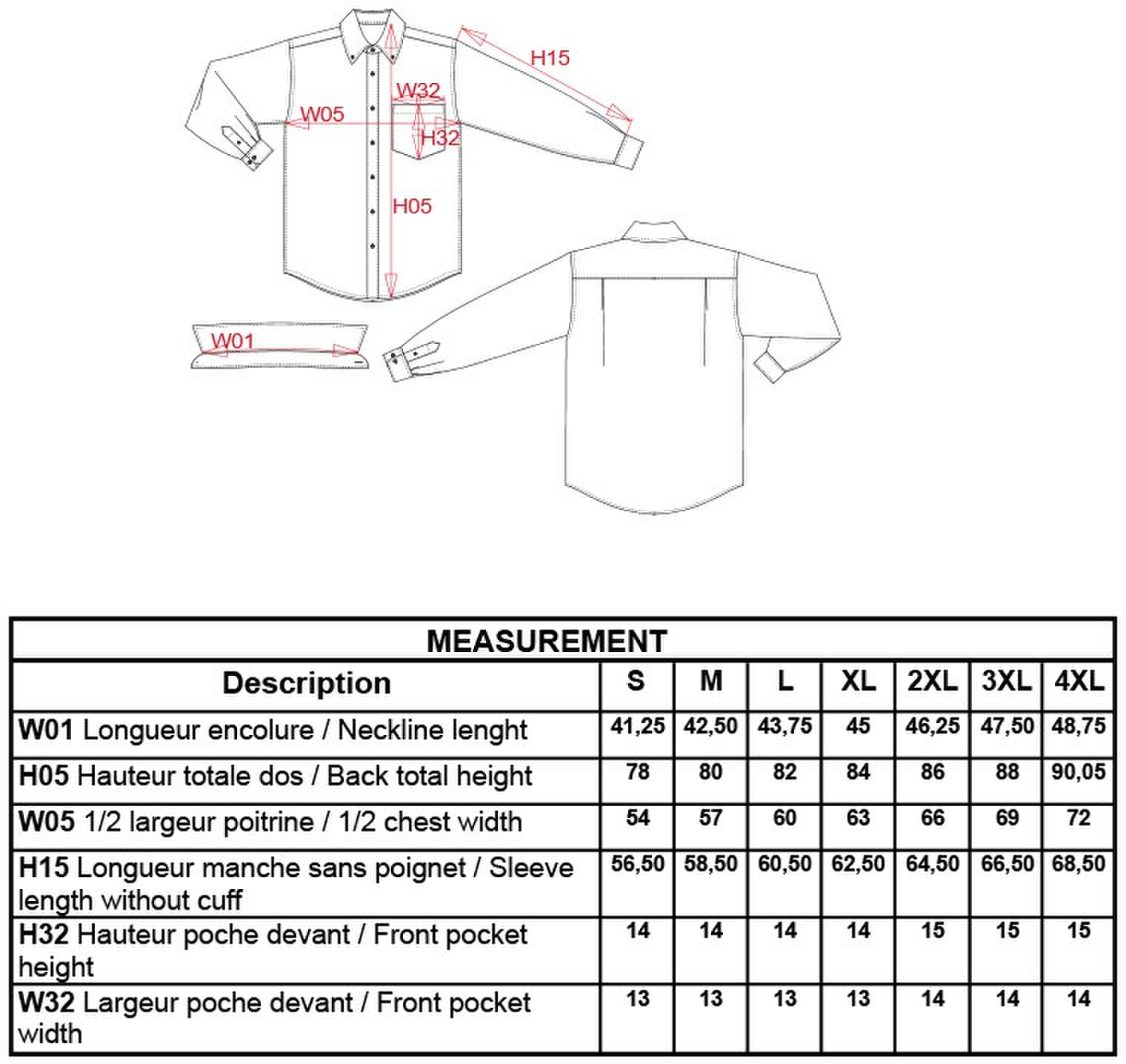 Size chart