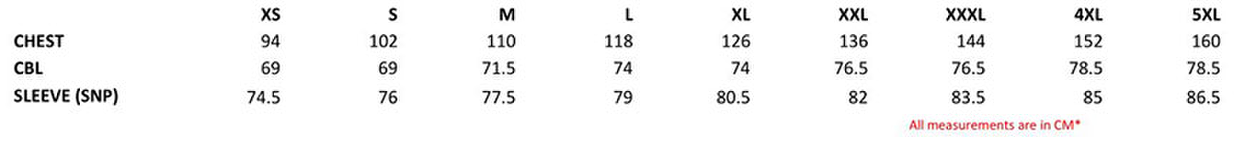 Size chart