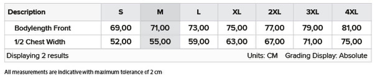 Size chart