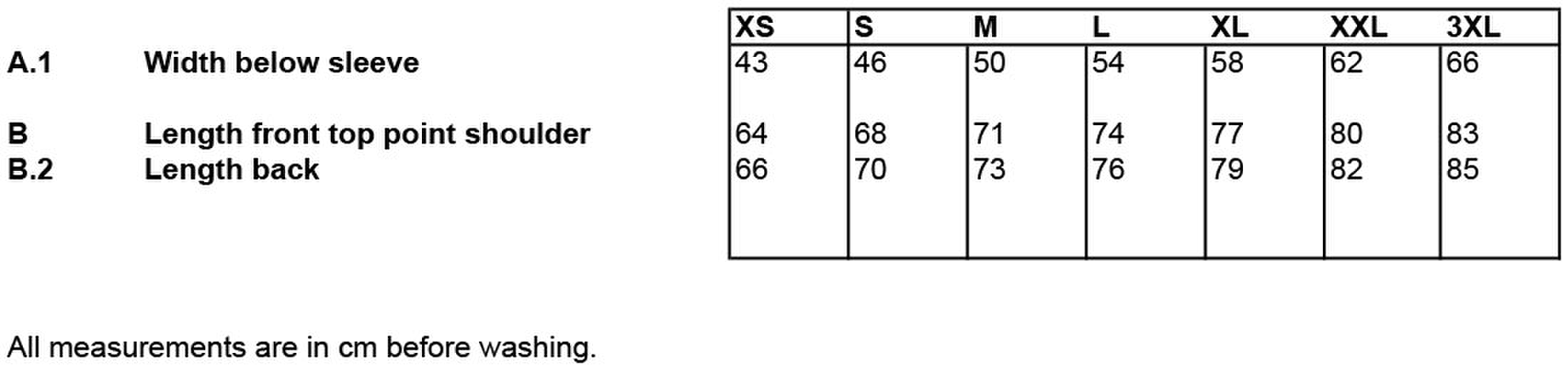 Size chart