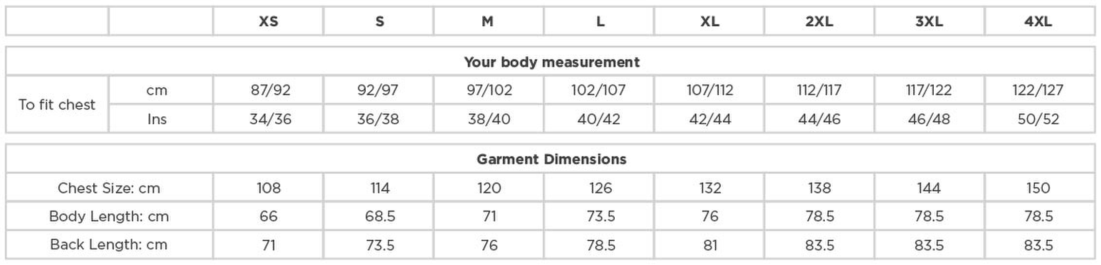 Size chart