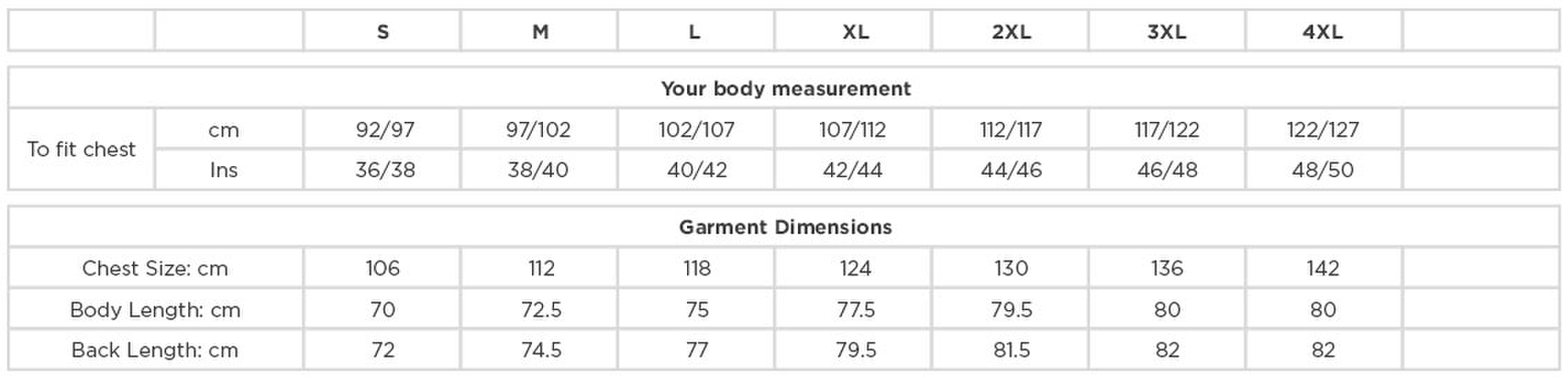 Size chart