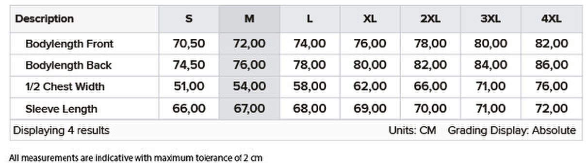 Size chart