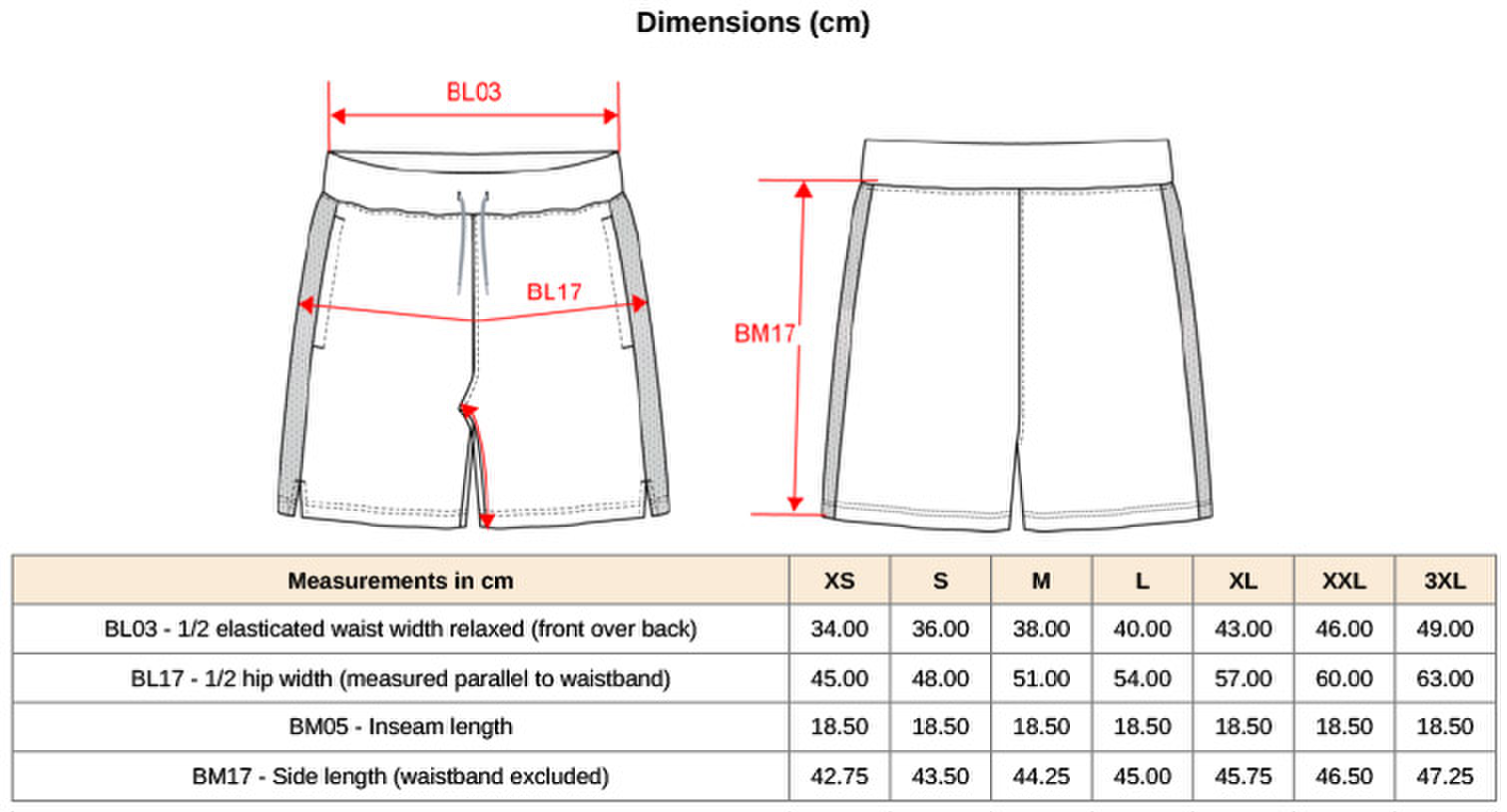 Size chart