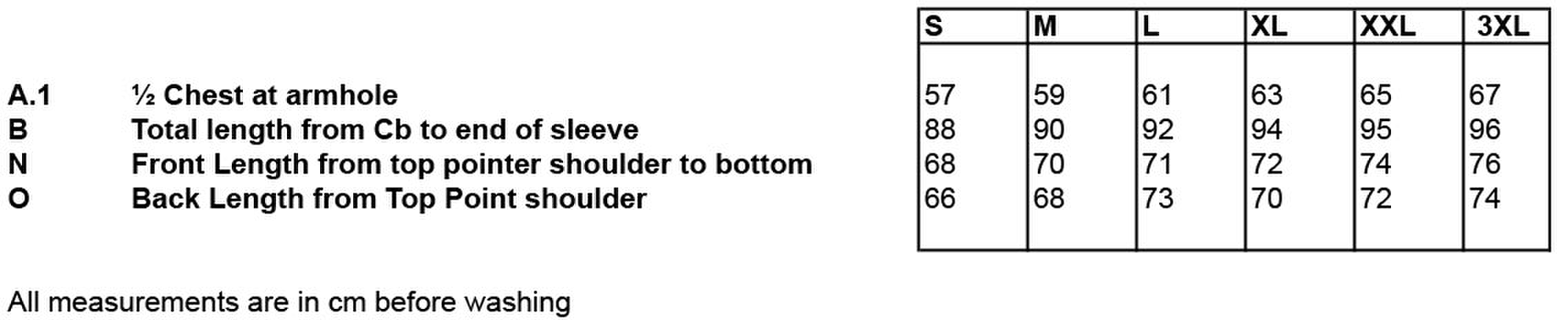 Size chart
