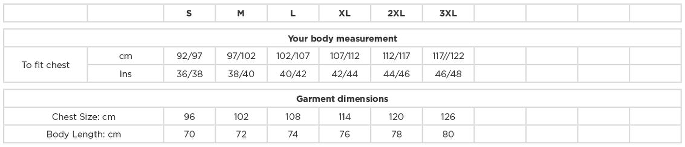 Size chart