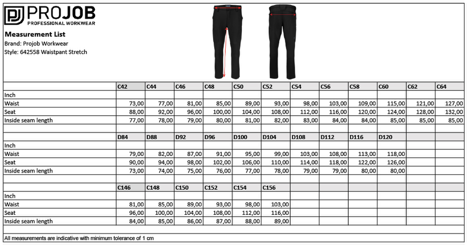 Size chart
