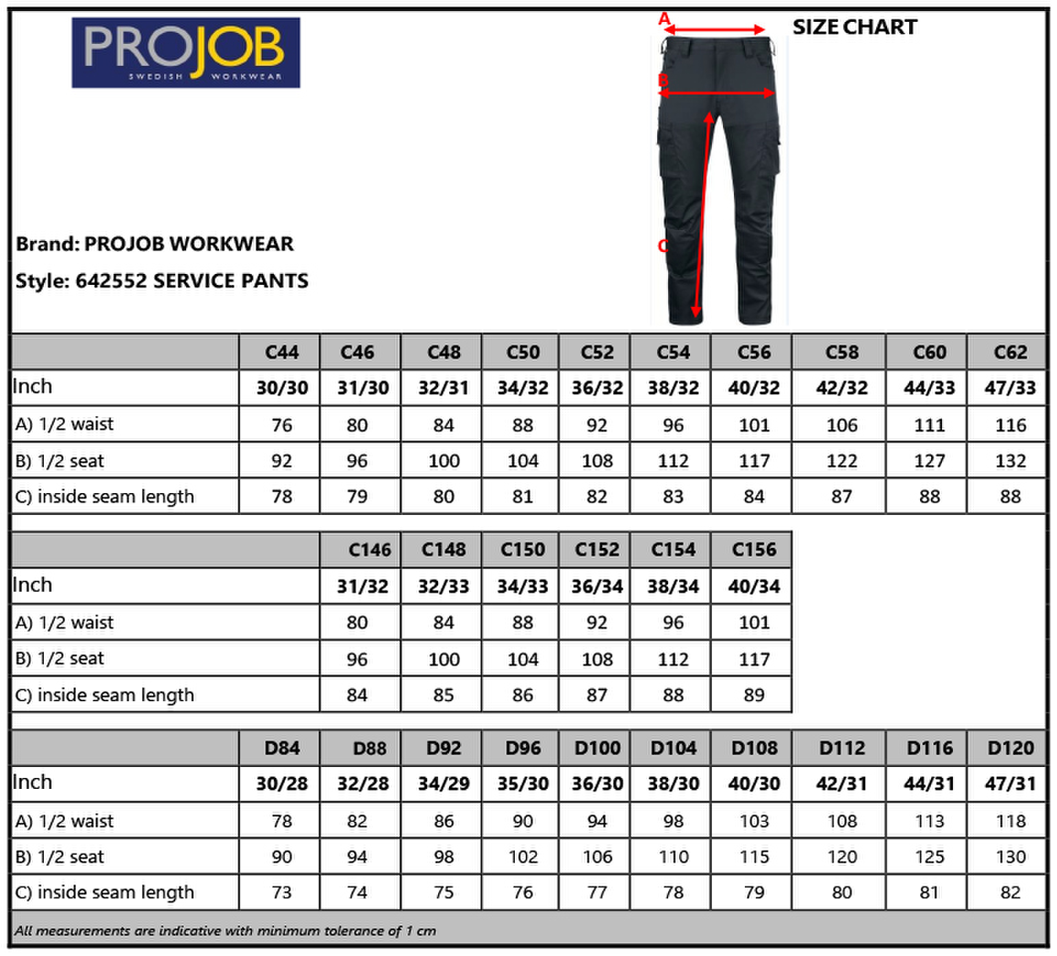 Size chart