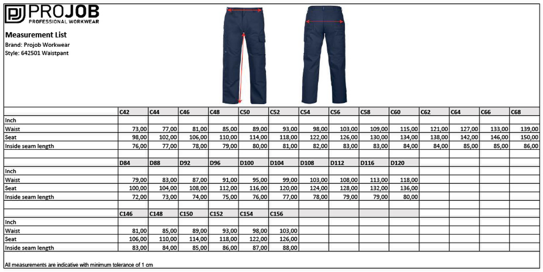 Size chart