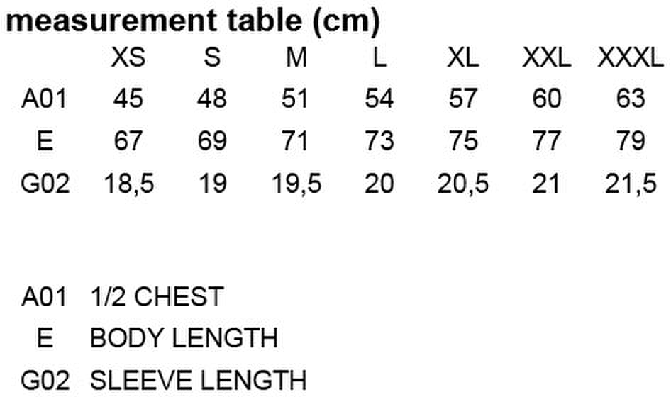 Size chart