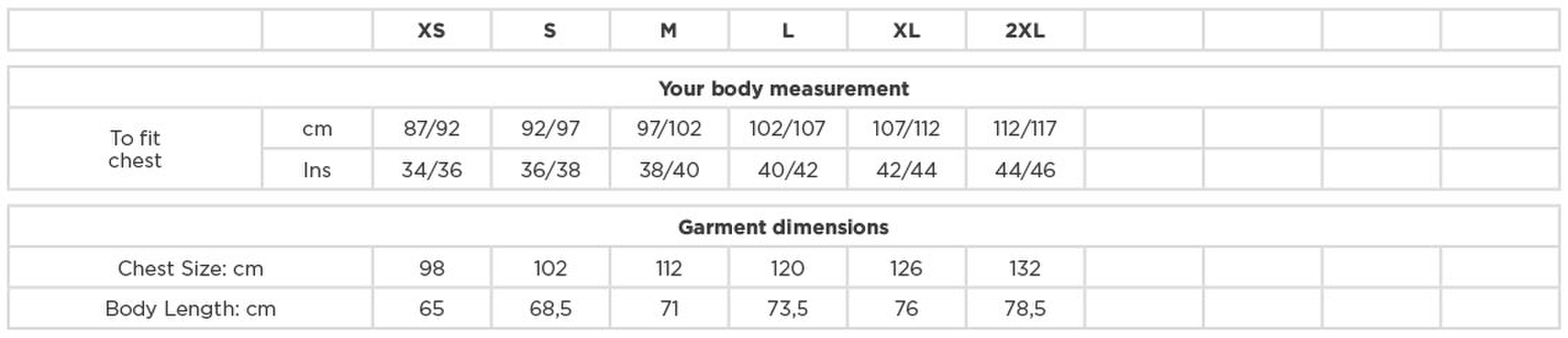 Size chart