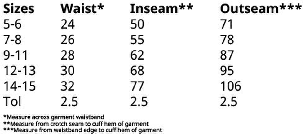 Size chart