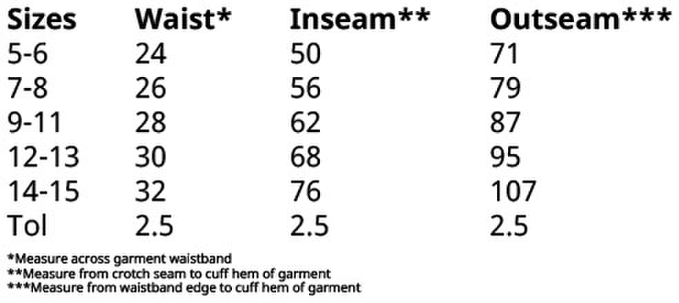 Size chart