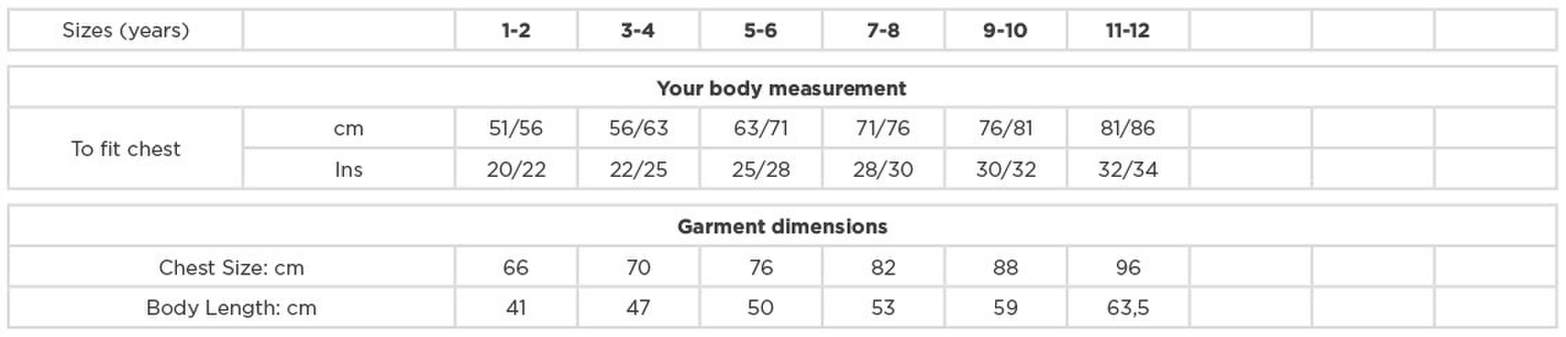 Size chart