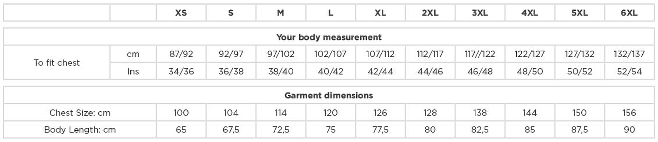 Size chart