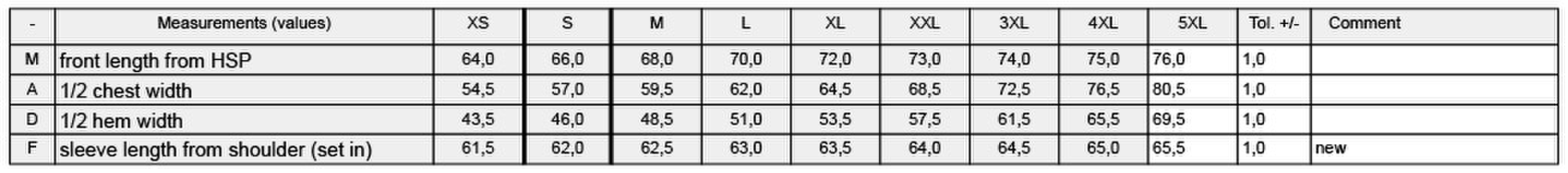 Size chart