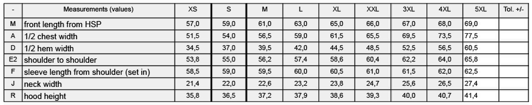 Size chart