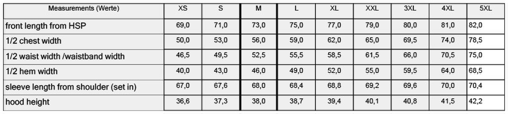 Size chart