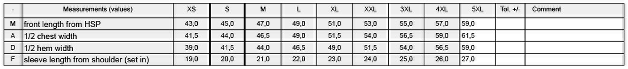 Size chart