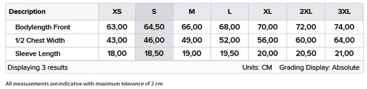 Size chart