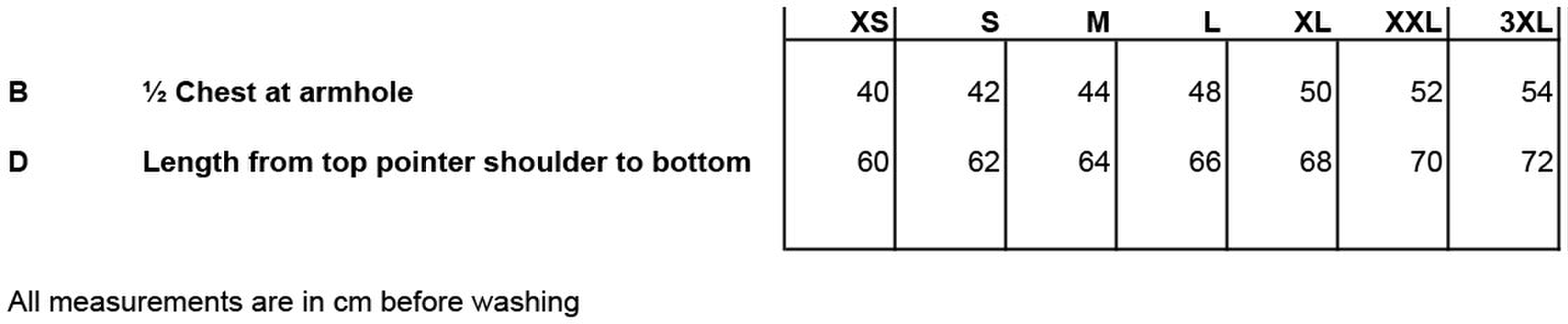 Size chart