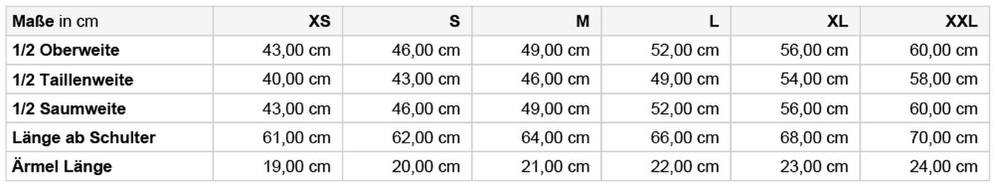 Size chart