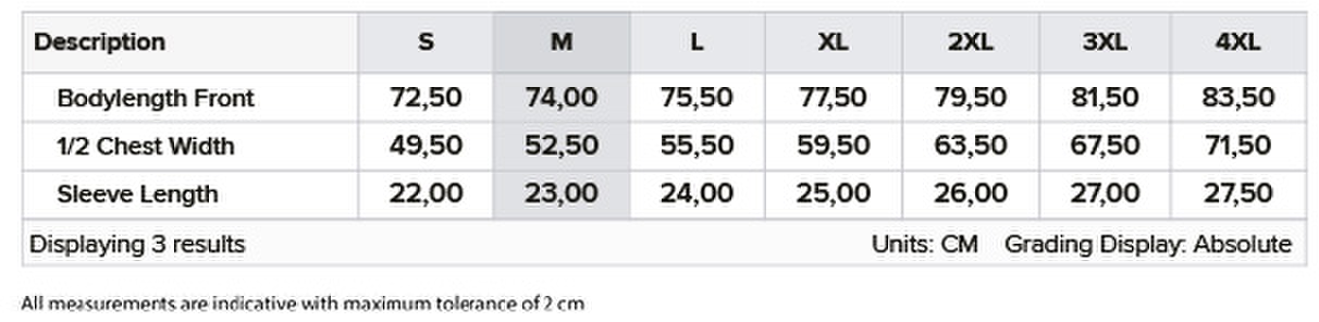 Size chart