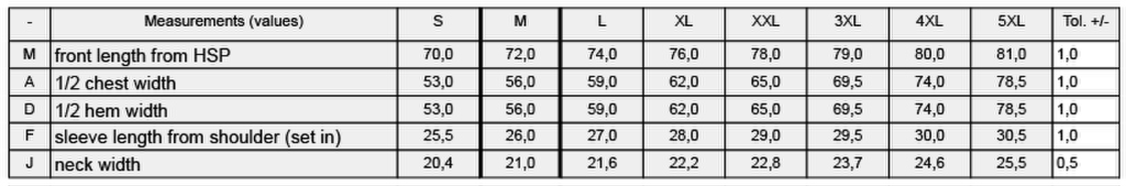 Size chart