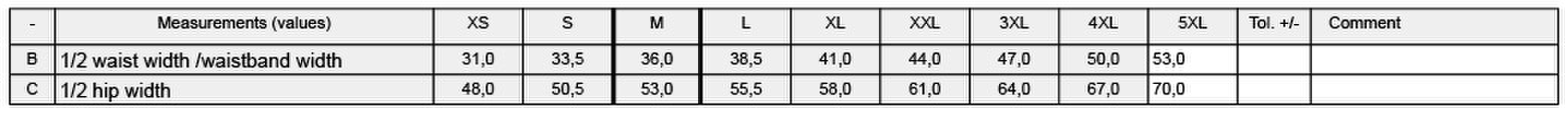 Size chart