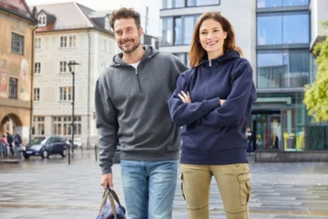 Bio Workwear Kapuzen Sweater mit "1/4" Zip