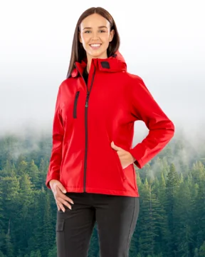 Damen 3-Lagen Softshell Kapuzenjacke