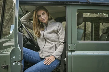 Damen Melange Strickfleece Jacke