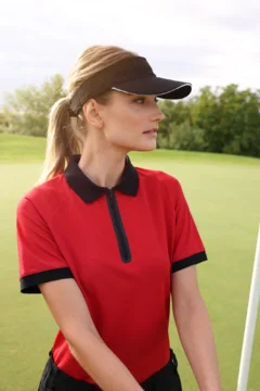 Damen Piqué Polo mit Zip