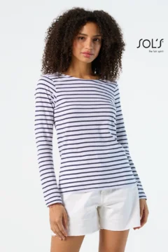 Damen T-Shirt langarm gestreift
