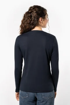 Damen V-Ausschnitt T-Shirt langarm