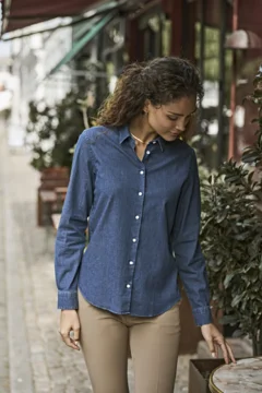 Denim Bluse langarm