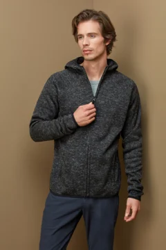 Herren Kapuzen Strickfleece Jacke