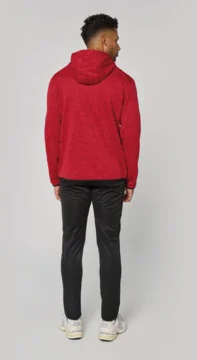 Herren Melange Kapuzen Strickfleece Jacke
