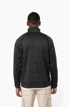 Herren Melange Strickfleece Jacke