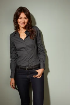 Popeline Business Bluse langarm