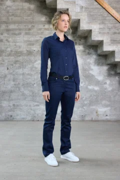 Popeline Slim Fit Bluse langarm