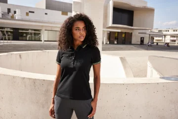 Schweres Damen Piqué Polo mit Kontraststreifen