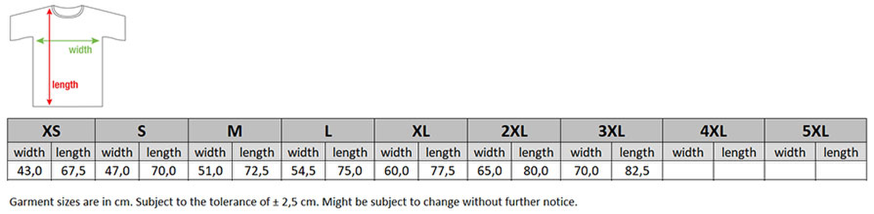 Size chart