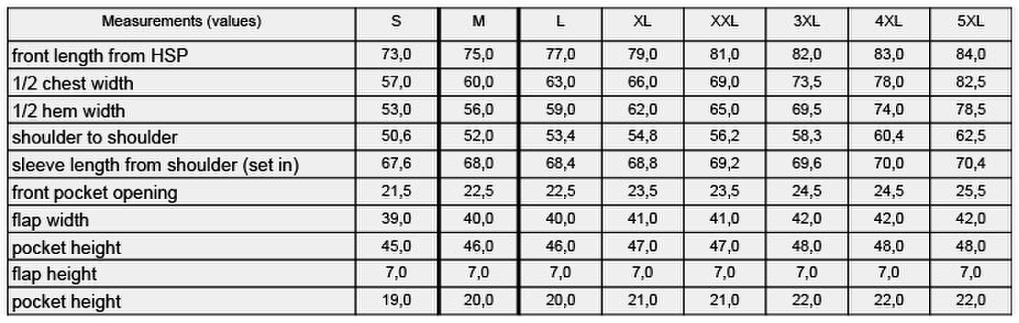 Size chart