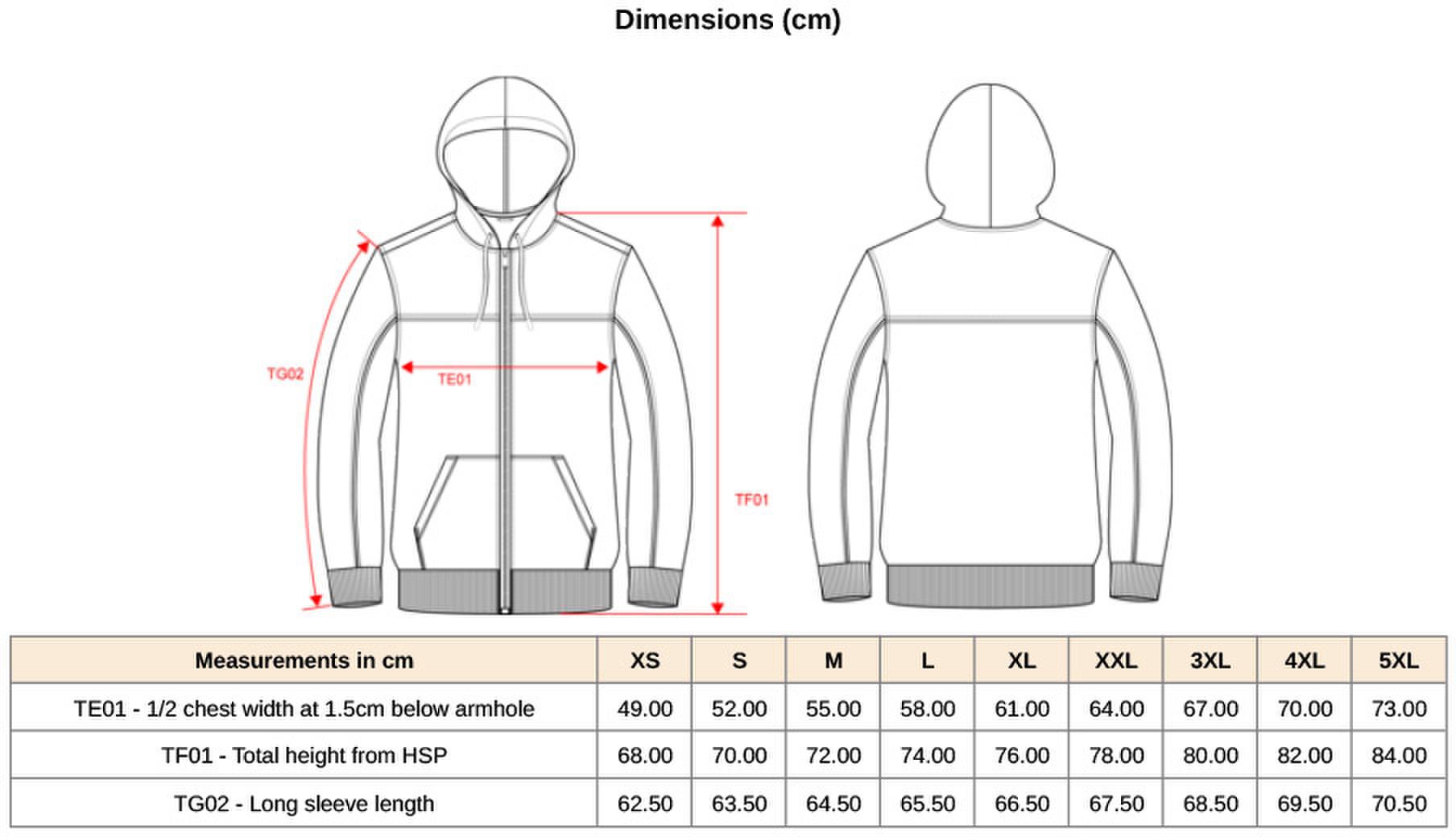 Size chart